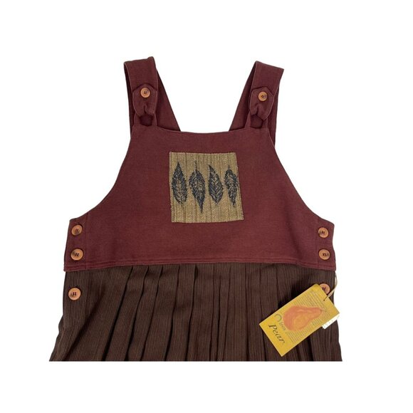 Vintage Pear Two Piece Set Shirt Brown Women's Maxi Cotton Dress XL NWT USA Made - Picture 3 of 11